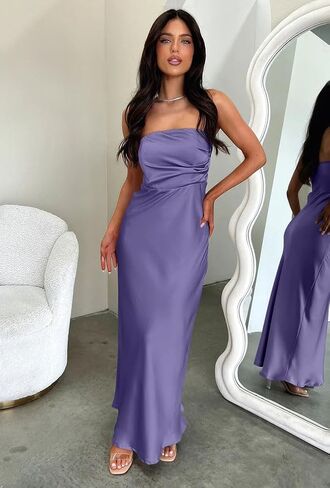 Memoriesea Women's Sexy Strapless Tube Bodycon Backless Wedding Guest Party Maxi Dress in Kuwait