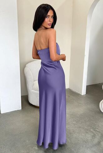 Memoriesea Women's Sexy Strapless Tube Bodycon Backless Wedding Guest Party Maxi Dress in Kuwait