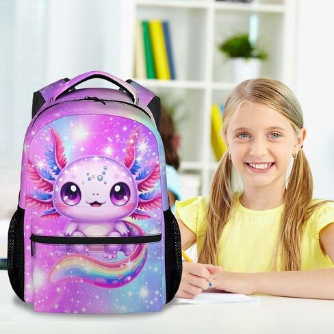 Axolotl Backpack for Girls, 17 Inch Kids Backpacks for Preschool, Cute Pink Large Capacity Toddler Bookbag for Kindergarten in Saudi Arabia
