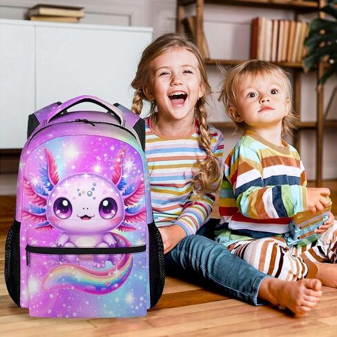 Axolotl Backpack for Girls, 17 Inch Kids Backpacks for Preschool, Cute Pink Large Capacity Toddler Bookbag for Kindergarten in Saudi Arabia