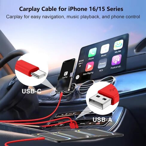 بالنسبة إلى iPhone 16 15 Pro Max Car Charger Charging Fast Charging ، [Apple MFI Certified] 40W PORT DUAL USB C CAR ADAPTER مع كابل شحن USB C 6FT CONS لـ iPhone 16 Plus/16 Pro Max/15 Pro Max ، iPad-white in Kuwait