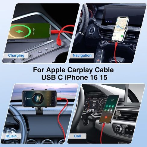 بالنسبة إلى iPhone 16 15 Pro Max Car Charger Charging Fast Charging ، [Apple MFI Certified] 40W PORT DUAL USB C CAR ADAPTER مع كابل شحن USB C 6FT CONS لـ iPhone 16 Plus/16 Pro Max/15 Pro Max ، iPad-white in Kuwait