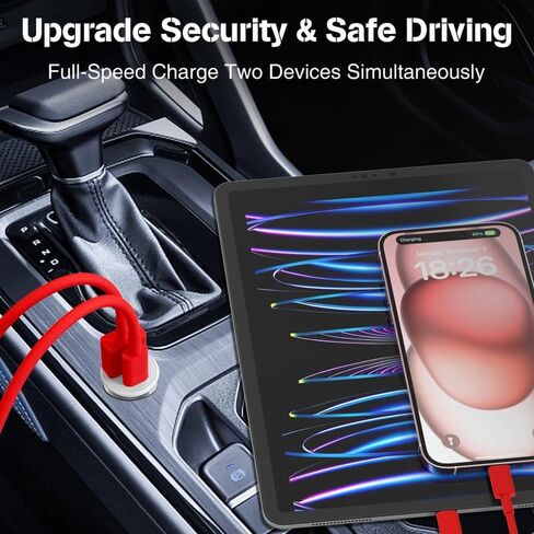 بالنسبة إلى iPhone 16 15 Pro Max Car Charger Charging Fast Charging ، [Apple MFI Certified] 40W PORT DUAL USB C CAR ADAPTER مع كابل شحن USB C 6FT CONS لـ iPhone 16 Plus/16 Pro Max/15 Pro Max ، iPad-white in Kuwait