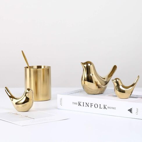 4 Pieces Small Animal Statues Home Decor Modern Style Decorative Ornaments for Living Room, Bedroom, Office Desktop, Cabinets (Golden Bird S&M&L&XL) in Saudi Arabia
