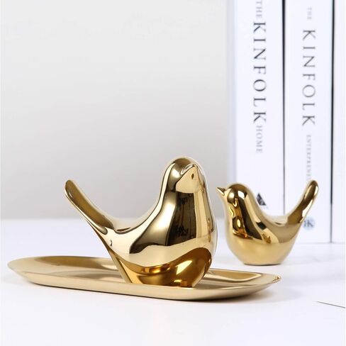 4 Pieces Small Animal Statues Home Decor Modern Style Decorative Ornaments for Living Room, Bedroom, Office Desktop, Cabinets (Golden Bird S&M&L&XL) in Saudi Arabia