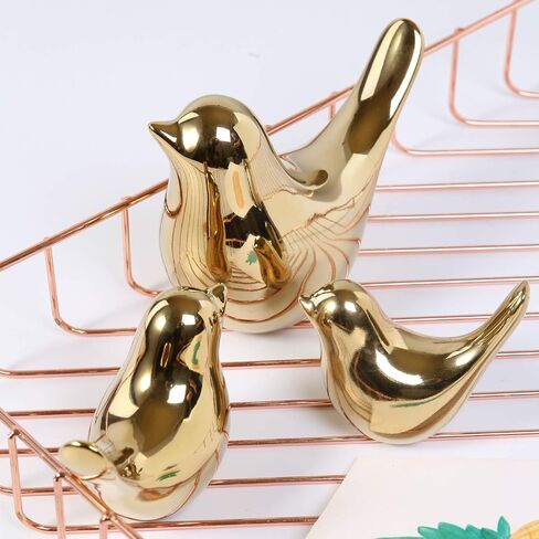 4 Pieces Small Animal Statues Home Decor Modern Style Decorative Ornaments for Living Room, Bedroom, Office Desktop, Cabinets (Golden Bird S&M&L&XL) in Saudi Arabia