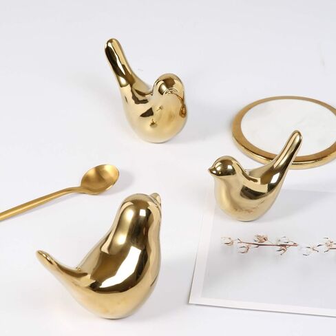 4 Pieces Small Animal Statues Home Decor Modern Style Decorative Ornaments for Living Room, Bedroom, Office Desktop, Cabinets (Golden Bird S&M&L&XL) in Saudi Arabia