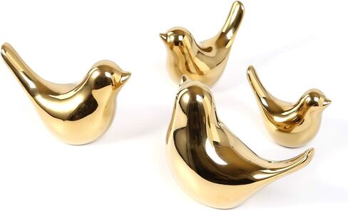 4 Pieces Small Animal Statues Home Decor Modern Style Decorative Ornaments for Living Room, Bedroom, Office Desktop, Cabinets (Golden Bird S&M&L&XL) in Saudi Arabia