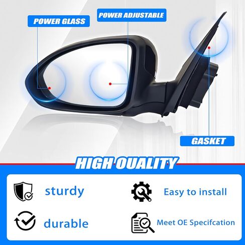 مجموعة مرآة جانبية للركاب الأيمن مع زجاج الطاقة المتوافق مع 2011-2016 Chevy Cruze سيدان/هاتشباك مع استبدال إشارة الدوران مع GM1321420 95186710 (3Pins Passenger الجانب الأيمن) in Kuwait