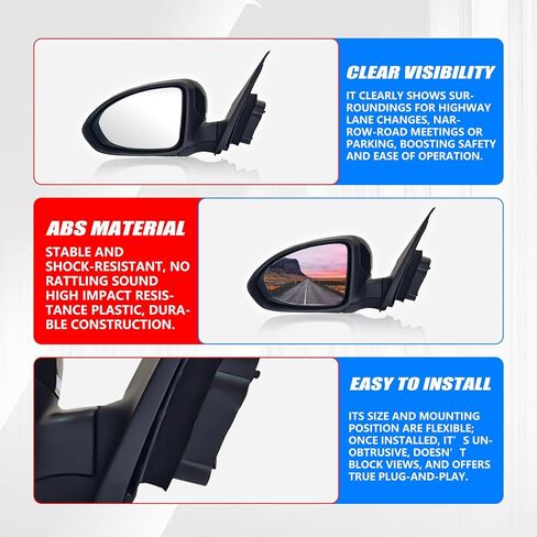 مجموعة مرآة جانبية للركاب الأيمن مع زجاج الطاقة المتوافق مع 2011-2016 Chevy Cruze سيدان/هاتشباك مع استبدال إشارة الدوران مع GM1321420 95186710 (3Pins Passenger الجانب الأيمن) in Kuwait