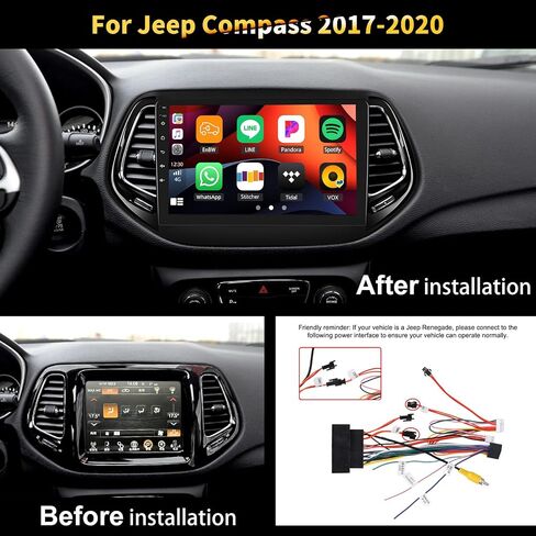 2+64G Android 13 Car Stereo for Jeep Compass 2017-2020 with Wireless Carplay Android Auto,10.1" Touchscreen Car Radio with WiFi GPS Mirror Link Bluetooth EQ FM RDS SWC + Backup Camera in Saudi Arabia