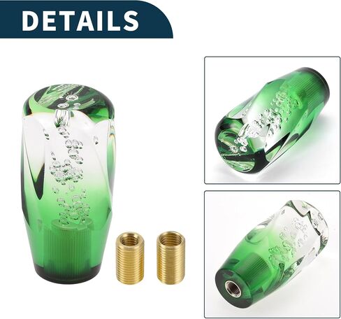Car Shift Knob 15cm | Front Shift Lever Knob Universal for Automatic and Manual Vehicle Acrylic Clear Green with 2 Adapter 1 Set in Saudi Arabia