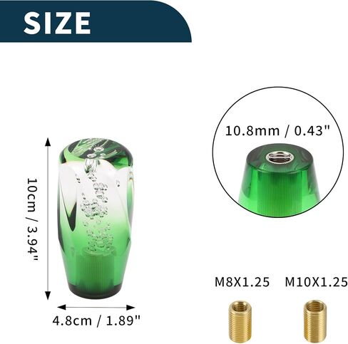 Car Shift Knob 15cm | Front Shift Lever Knob Universal for Automatic and Manual Vehicle Acrylic Clear Green with 2 Adapter 1 Set in Saudi Arabia