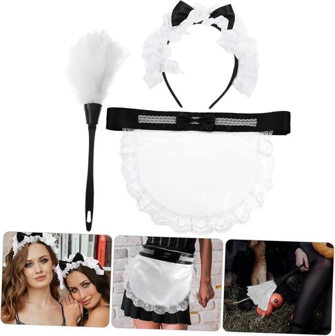 PRETYZOOM 1 Set Costume for Women - Black Apron, Headband & Duster - Halloween, Cosplay & Party Accessories in Saudi Arabia
