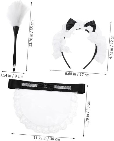 PRETYZOOM 1 Set Costume for Women - Black Apron, Headband & Duster - Halloween, Cosplay & Party Accessories in Saudi Arabia
