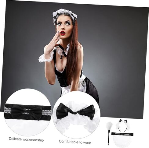 PRETYZOOM 1 Set Costume for Women - Black Apron, Headband & Duster - Halloween, Cosplay & Party Accessories in Saudi Arabia
