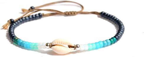 خلخال أبيض للنساء والفتيات في سن المراهقة ، قابلة للتعديل مقاوم للماء Cowrie Seashell سوار في الكاحل ، حبات فضية بيضاء وجنيه إسترليني ، مجوهرات على طراز هاواي الصيفي بوهو ، مصنوعة يدويًا من قبل القبائل in Kuwait