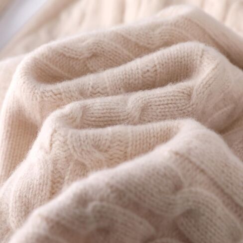 Women's Cashmere and Wool Blend Thickened Zip-Up Twist Pattern Lapel Cardigan Sweater in Saudi Arabia