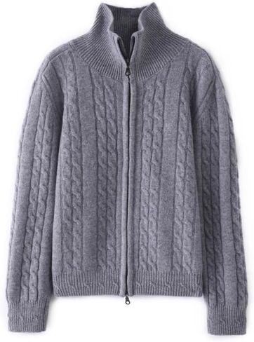 الكشمير للنساء ومزيج الصوف سميك سحاب تويست نمط السترة سترة كارديجان in Kuwait