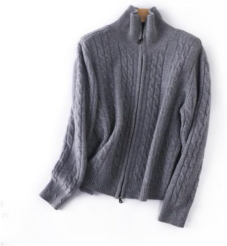 الكشمير للنساء ومزيج الصوف سميك سحاب تويست نمط السترة سترة كارديجان in Kuwait