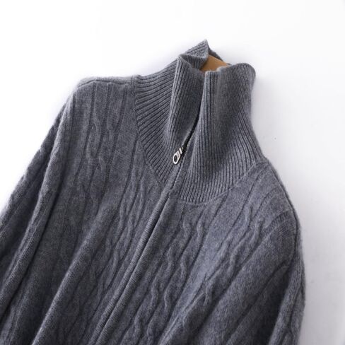 الكشمير للنساء ومزيج الصوف سميك سحاب تويست نمط السترة سترة كارديجان in Kuwait