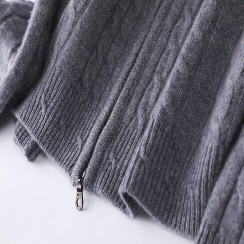 الكشمير للنساء ومزيج الصوف سميك سحاب تويست نمط السترة سترة كارديجان in Kuwait