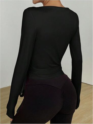 Milumia Women's Long Sleeve Yoga Workout Wrap V Neck T Shirt Top Side Tie Shrug Cardigan in Saudi Arabia