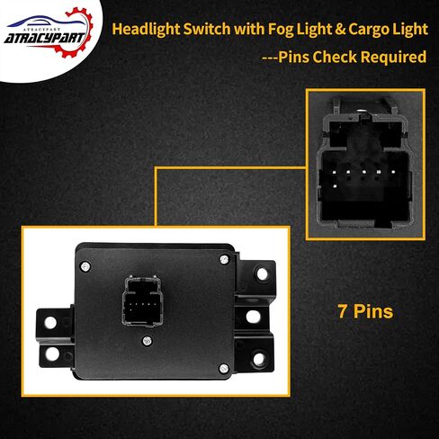 Headlight Dimmer Switch Headlamp Driving Lamp Switch | Replacement for 2005-2011 Dodge Dakota, Durango, Ram 1500/2500/3500/4500/5500, Mitsubishi Raider | Replaces# HLS1349, SW5317, 56049637AD in Saudi Arabia