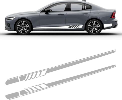 ijuicy 2 PCS Car Body Decoration Decals, Waterproof BK Material Sports Style Long Stripes Side Skirt Stickers, Vehicle Personalized Decorative Accessories, Suitable for Most Car Models (Black) in Saudi Arabia