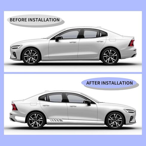 ijuicy 2 PCS Car Body Decoration Decals, Waterproof BK Material Sports Style Long Stripes Side Skirt Stickers, Vehicle Personalized Decorative Accessories, Suitable for Most Car Models (Black) in Saudi Arabia