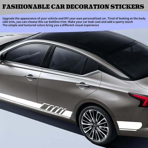 ijuicy 2 PCS Car Body Decoration Decals, Waterproof BK Material Sports Style Long Stripes Side Skirt Stickers, Vehicle Personalized Decorative Accessories, Suitable for Most Car Models (Black) in Saudi Arabia