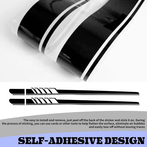ijuicy 2 PCS Car Body Decoration Decals, Waterproof BK Material Sports Style Long Stripes Side Skirt Stickers, Vehicle Personalized Decorative Accessories, Suitable for Most Car Models (Black) in Saudi Arabia