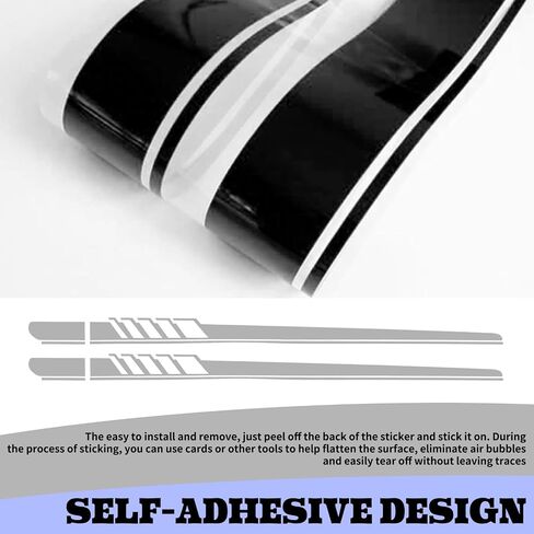 ijuicy 2 PCS Car Body Decoration Decals, Waterproof BK Material Sports Style Long Stripes Side Skirt Stickers, Vehicle Personalized Decorative Accessories, Suitable for Most Car Models (Black) in Saudi Arabia
