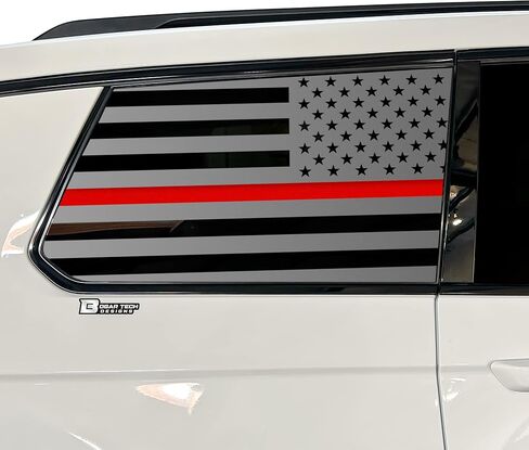 Bogar Tech Designs Precut Quarter Window American Flag Vinyl Decal Sticker Compatible with Jeep Grand Cherokee L 2021-2025, Matte Black in Saudi Arabia