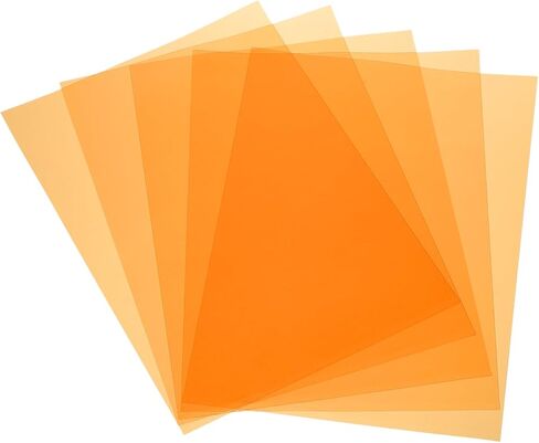 MECCANIXITY 5 Pcs Colored Plastic Sheets, A4 Transparent Amber Film Color Correction Gel Light Filter Waterproof 11.7 x 8.3" Sheet for DIY Crafts,LED Lighting,Photo (Transparent) in Kuwait