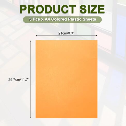 MECCANIXITY 5 Pcs Colored Plastic Sheets, A4 Transparent Amber Film Color Correction Gel Light Filter Waterproof 11.7 x 8.3" Sheet for DIY Crafts,LED Lighting,Photo (Transparent) in Kuwait