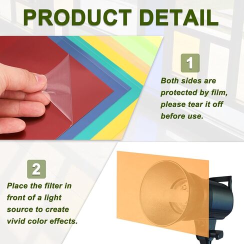 MECCANIXITY 5 Pcs Colored Plastic Sheets, A4 Transparent Amber Film Color Correction Gel Light Filter Waterproof 11.7 x 8.3" Sheet for DIY Crafts,LED Lighting,Photo (Transparent) in Kuwait