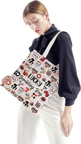 ZJXHPO Casino Lover Gift Lucky Gambling Bag Cash Tote Bag For Gambler Poker Player Shoulder Bag Gambling Lover Gift in Saudi Arabia