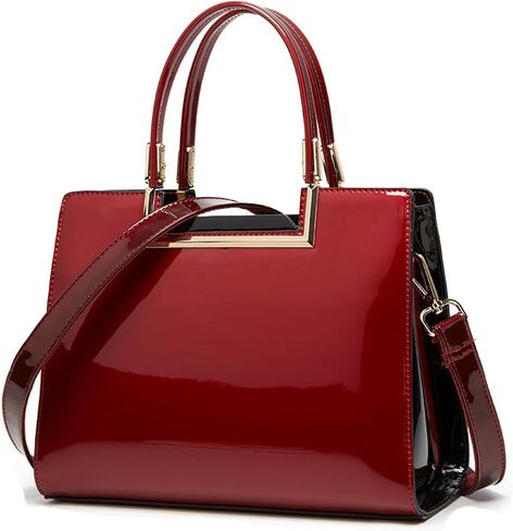 ZiMing Glossy Patent Leather Handbags Womens Top Handle Handbag Purse Satchel Ladies Medium Tote Bags Stylish Shoulder Bag in Kuwait