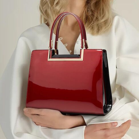 ZiMing Glossy Patent Leather Handbags Womens Top Handle Handbag Purse Satchel Ladies Medium Tote Bags Stylish Shoulder Bag in Kuwait