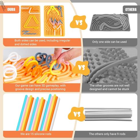 Sensory Activity Board, Double-Sided Silicone Sensory Fidget Toy with 15 Strings for Autism, Stress, Anxiety, Calming, Focus, No Mess, ADHD & Silent, for Kids 3+ & Adults with Portable Travel Bag in Saudi Arabia
