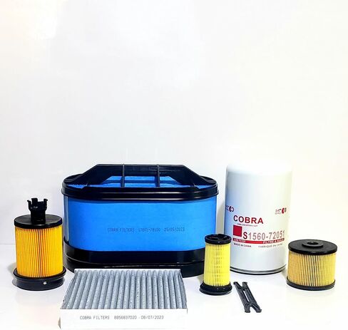 Full Service Package for Hino Truck 195, Includes Air Filter 17801-78100, Oil Filter S1560-72051, Fuel Filters 23304-78091 & 23304-EV360, Cabin Air Filter 8856837020 in Saudi Arabia
