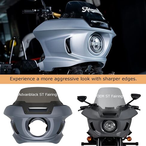 Advanblack 2025 Low Rider S Fairing ST Fairing Front Headlight Fairing Compatible with Harley Low Rider Lowrider S, Road King, Street Bob, Fat Bob, Sport Glide & Dyna (Vivid Black) in Saudi Arabia