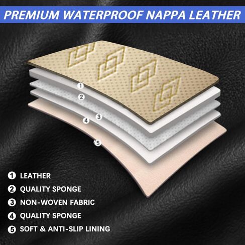 Fit for Jeep Grand Cherokee 4xe 2022-2024 2025 Seat Covers,Full Set 5 Seats Waterproof Soft Leather Car Seat Covers with Airbag,Anti-Slip Cushions for Grand Cherokee 4xe(Black,Standard) in Saudi Arabia