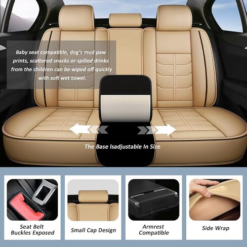 أغطية مقعد ملائمة مخصصة لـ Chevy Traverse 2016-2025 | أغطية مقعد السيارة 7 مقاعد | غطاء مقعد جلدي مقاوم للبقع والماء (أسود ، مجموعة كاملة مع مسند رأس) in Kuwait