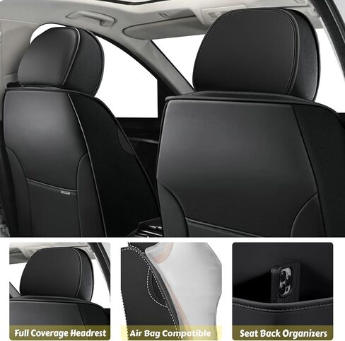 ILMO Fit for Jeep Grand Cherokee 2000-2023 Car Seat Covers, Waterproof Leather Seat Cover, Full Coverage with Compatible Airbag Seat Protector(Black Orange, 2 Seat-Standard) in Kuwait