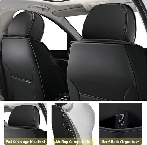 ILMO Fit for Jeep Grand Cherokee 2000-2023 Car Seat Covers, Waterproof Leather Seat Cover, Full Coverage with Compatible Airbag Seat Protector(Black Orange, 2 Seat-Standard) in Kuwait