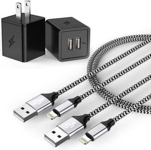 2 Pack iPhone Charger,iPhone 14 Wall Charger Cube Dual Port USB-A Adapter Block with 10FT USB A to Lightning Fast Charging Cable Cord for iPhone 14/13/12/11/Pro Max/Pro/Plus,8 Plus/7/6/XS/XR/X/SE,iPad in Saudi Arabia