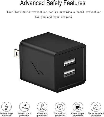 2 Pack iPhone Charger,iPhone 14 Wall Charger Cube Dual Port USB-A Adapter Block with 10FT USB A to Lightning Fast Charging Cable Cord for iPhone 14/13/12/11/Pro Max/Pro/Plus,8 Plus/7/6/XS/XR/X/SE,iPad in Saudi Arabia