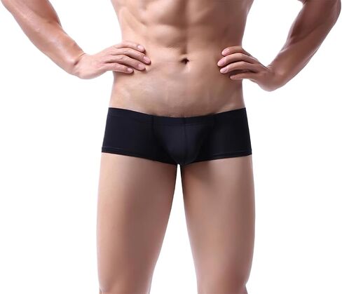 Gogobear Men's Ice Silk Underwear Breathable Bulge Pouch Low Waist Boxer Briefs Classics Comfortable Athletic Underpants in Kuwait